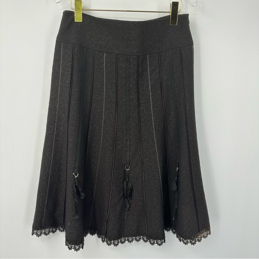 Gelinshidi Skirt Gothcore Dark Gray Black Academia Lace Trim Lined Size 11